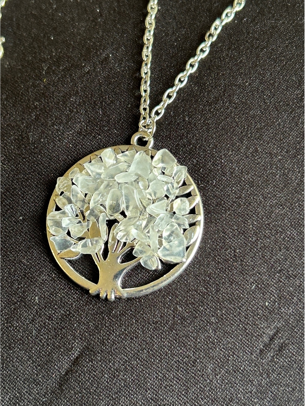 Silver Tone Tree of Life Pendant Necklace with Matching Earrings Set